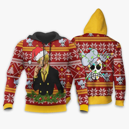 Divesart - Sanji Ugly Christmas Sweater and Hoodie Custom One Piece Anime Xmas Gifts